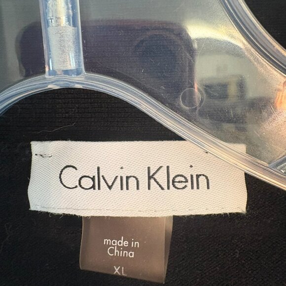 Calvin Klein Womens Cardigan Sweater Black Gold Stud Sleeves Waist Length XL - Picture 4 of 6